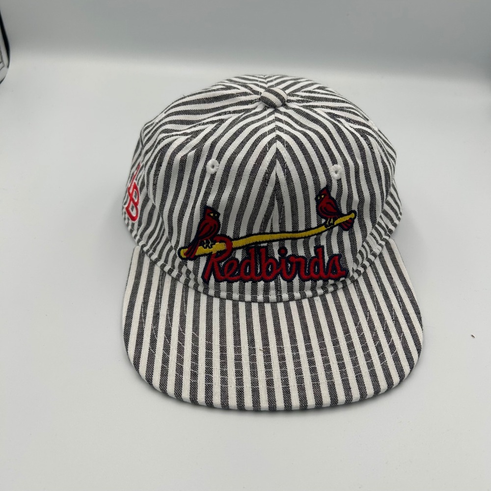 MelonWear Louisville Redbirds Hat Mens OSFM Black White Hickory Stripe Baseball